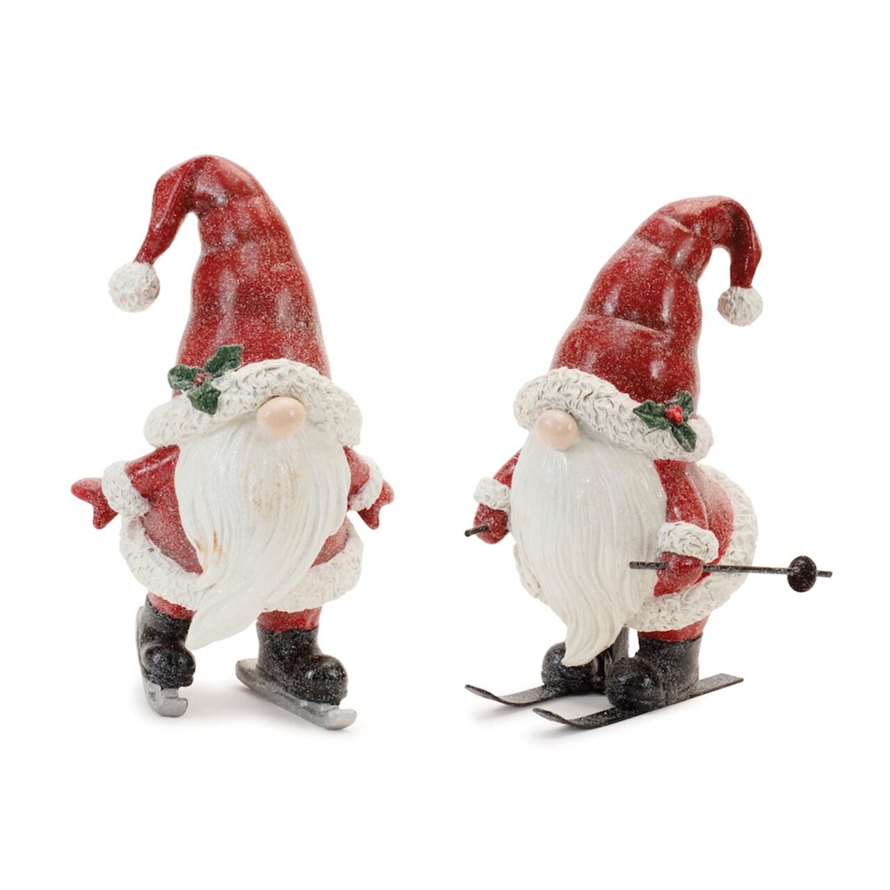 Melrose Gnome on Skis and Skates Christmas Figurines - 6.25" - Set of 2